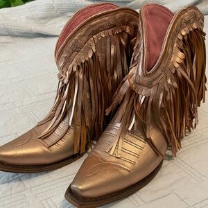 Junk Gypsy Festival Fringed Metallic Western Ankle Boots